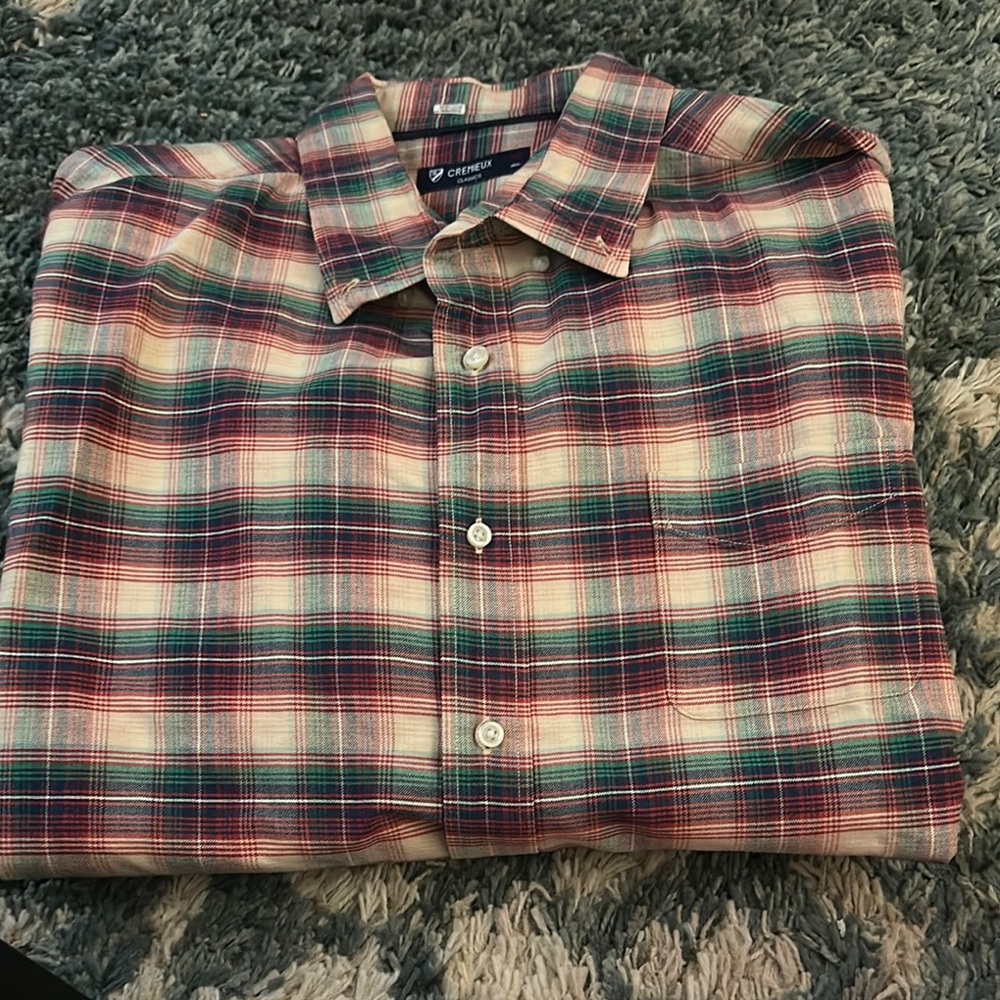 Chaps Red and Green Casual Button Down Shirt